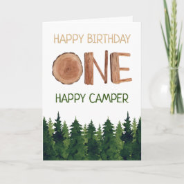 Tarjeta Un feliz camper acuarela niños primer cumpleaños
