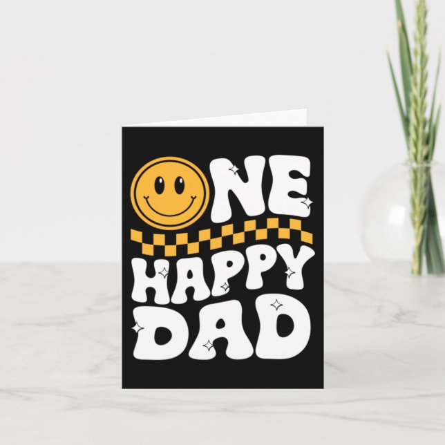 Tarjeta Un Feliz Día del Padre Cara Sonriente Retro (Anverso)