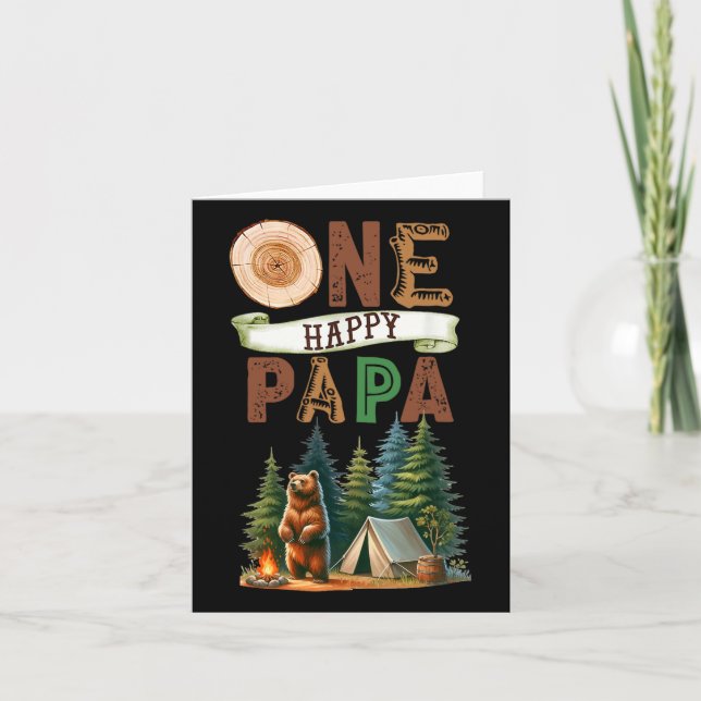 Tarjeta Un feliz oso de campamento de primer cumpleaños de (Anverso)