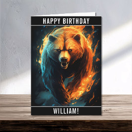 Tarjeta Un Feroz Y Feroz Oso Feliz Nombre De Cumpleaños