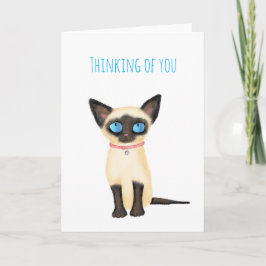 Tarjeta Un gatito siamés lindo pensando en tu carta