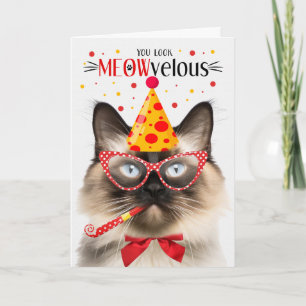 Tarjeta Un gato balinés MEOWveloz cumpleaños