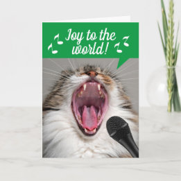 Tarjeta Un Gato Cantando Alegría A Los Navidades Del Mundo