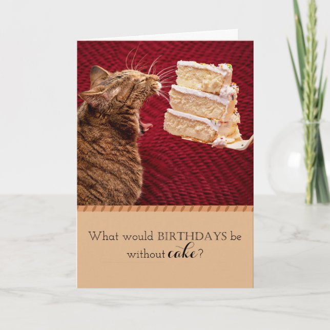 Tarjeta Un Gato De Tabby Gracioso Come Una Gran Pieza De P (Anverso)