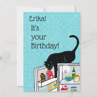 Tarjeta Un gato gracioso 9 vive un cumpleaños personalizad