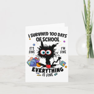 Tarjeta Un gato gracioso sobrevivió 100 días de colegio, e