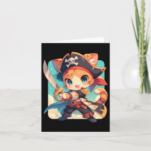 Tarjeta Un gato lindo como el pirata Kawaii Anime