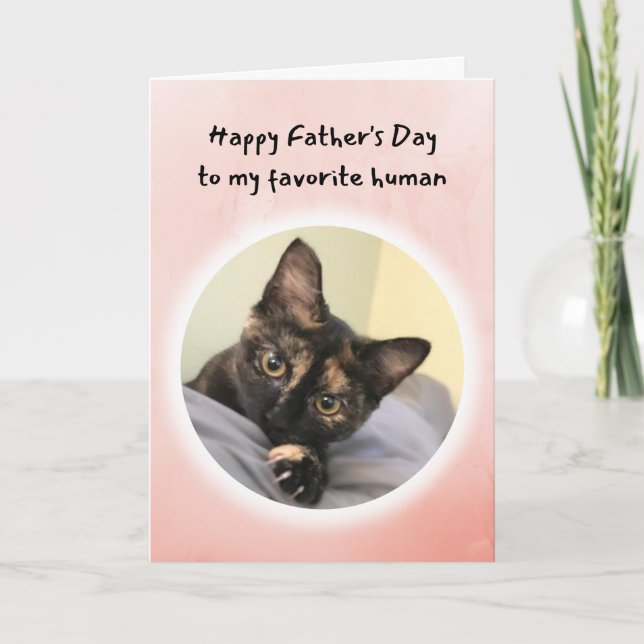 Tarjeta Un gato lindo, eres mi Día del Padre Humano favori (Anverso)