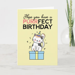 Tarjeta Un gato lindo y divertido que ama Pun Purrfect Cum