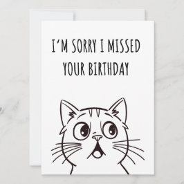 Tarjeta Un gato lindo y gracioso cumpleaños tardío