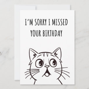 Tarjeta Un gato lindo y gracioso cumpleaños tardío