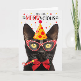 Tarjeta Un gato negro de Bombay, cumpleaños veloz