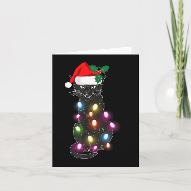 Tarjeta Un gato negro lindo Navidad a un gato divertido Ch (Anverso)