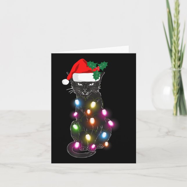 Tarjeta Un gato negro lindo Navidad a un gato divertido Ch (Anverso)