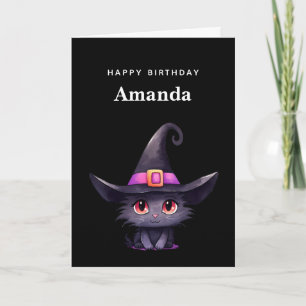 Tarjeta Un gato negro lindo vistiendo el cumpleaños Gorra 