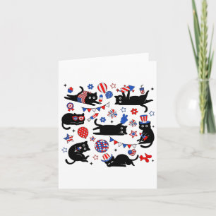 Tarjeta Un gato negro, una bandera de los Estados Unidos, 