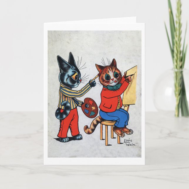 Tarjeta Un gato pintor, Louis Wain (Anverso)
