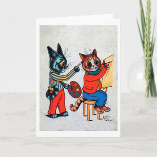 Tarjeta Un gato pintor, Louis Wain