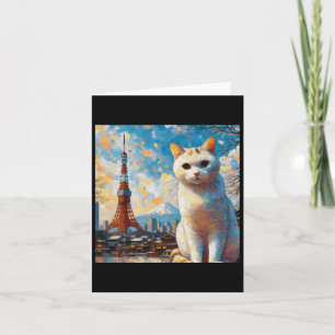 Tarjeta Un Gato Que Domina La Torre De Tokio Con El Monte