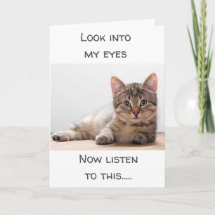 TARJETA UN GATO QUE SE SIENTE DICE "FELIZ CUMPLEAÑOS"