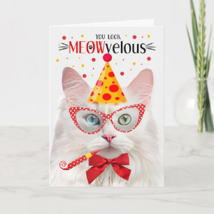 Tarjeta Un gato turco angora MEOWveloz cumpleaños