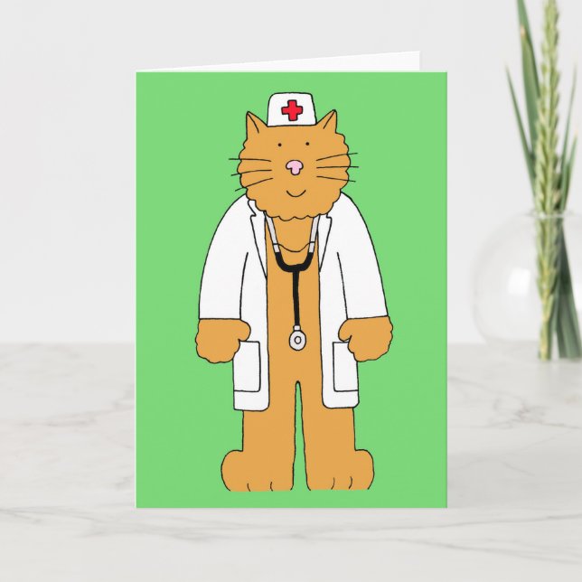 Tarjeta Un gato vestido como Personalizado de medicina (Anverso)