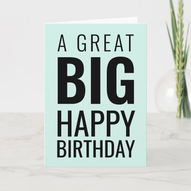 Tarjeta Un gran cumpleaños feliz moderno | verde pastel (Anverso)