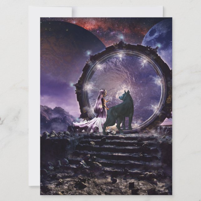 Tarjeta Un hada y un lobo oscuro (Anverso)