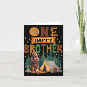 Tarjeta Un hermano feliz campista cumpleaños 1 Camng Bear 