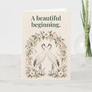 Tarjeta Un Hermoso Comienzo Bodas de Grullas