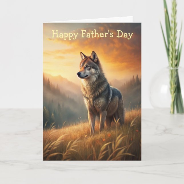 Tarjeta Un hermoso lobo forestal (Anverso)