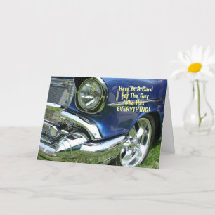 Tarjeta Un Hombre Divertido Que Tiene Todo, Azul 57 Chevy,