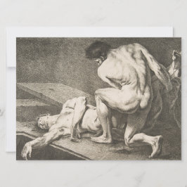 Tarjeta Un hombre levanta las piernas de otro hombre