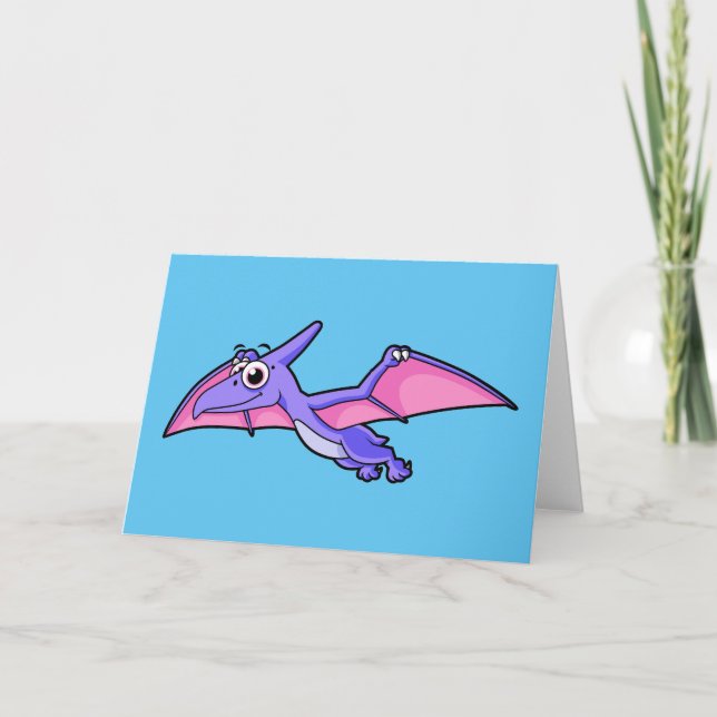 Tarjeta Un Ilustracion Agradable De Un Pterodáctilo Volado (Anverso)