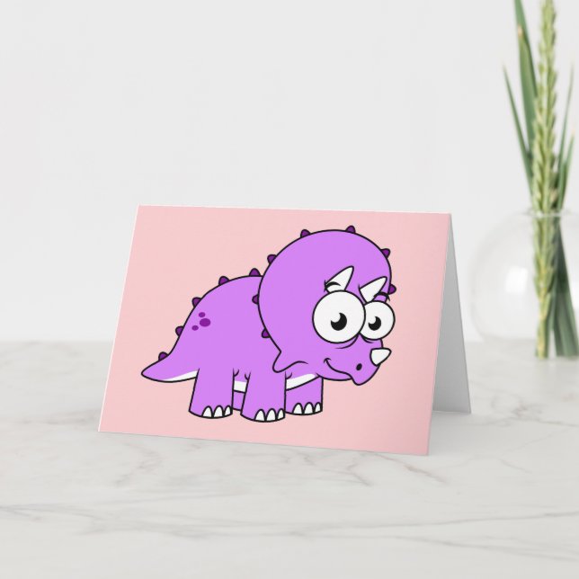 Tarjeta Un Ilustracion Agradable De Un Triceratops. (Anverso)