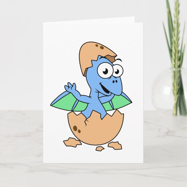 Tarjeta Un Ilustracion Cuidadoso De Un Bebé Pterodáctilo H (Anverso)