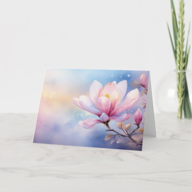Tarjeta Un ilustracion florido de Magnolia (Anverso)