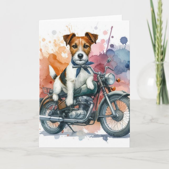 Tarjeta Un Jack Russell en bicicleta (Anverso)