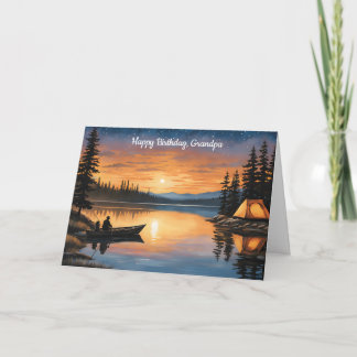 Tarjeta Un lago tranquilo en el cumpleaños del atardecer