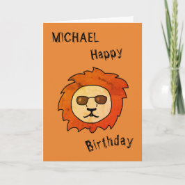 Tarjeta Un León Genial con Gafas de Sol Nombre