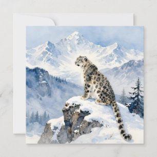 Tarjeta Un leopardo de las nieves en pico nevado
