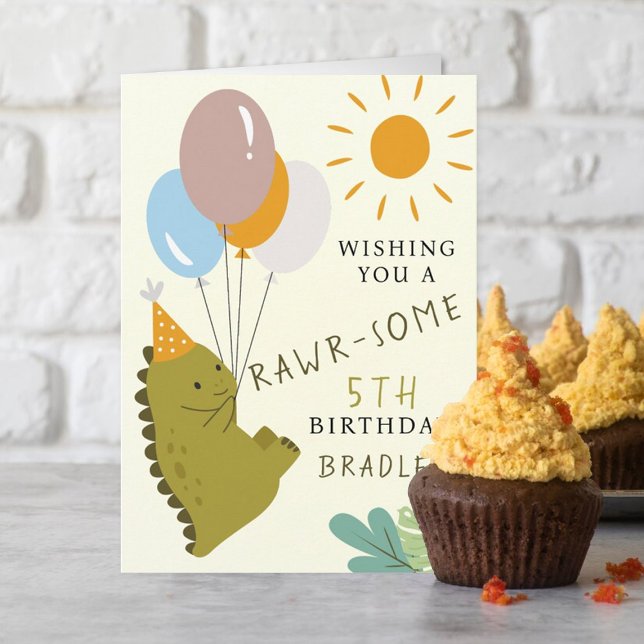 Tarjeta Un lindo cumpleaños de pequeños dinosaurios (Subido por el creador)