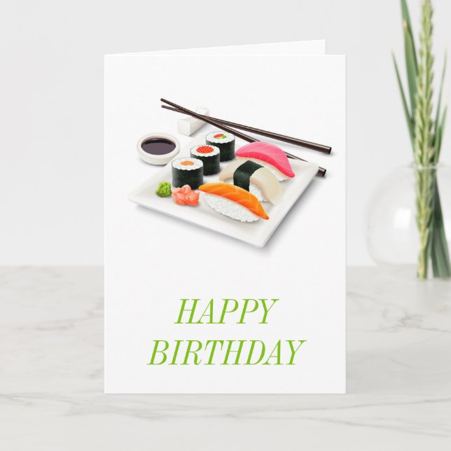 Tarjeta Un lindo cumpleaños de sushi (Anverso)