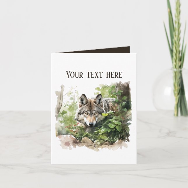 Tarjeta un lobo lindo añade texto a cualquier propósito (Anverso)