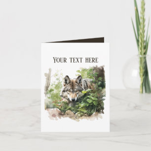 Tarjeta un lobo lindo añade texto a cualquier propósito