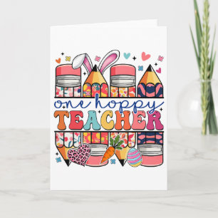 Tarjeta Un maestro hoppy conejo lindo día de Pascua lápiz