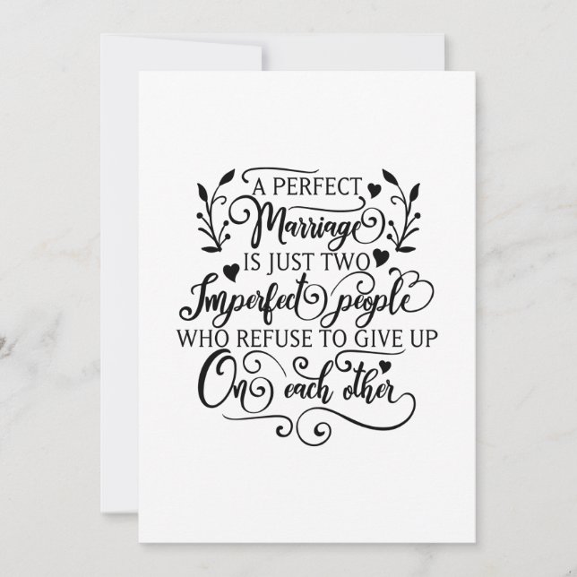 Tarjeta Un matrimonio perfecto es sólo dos personas imperf (Anverso)