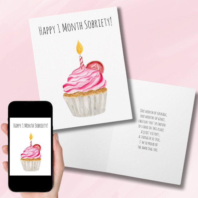 Tarjeta Un mes feliz pastel de aniversario de la Sobriedad (Subido por el creador)
