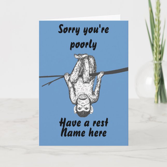 Tarjeta Un mono gracioso salir a buscar a Get Well Card pe (Anverso)