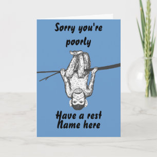 Tarjeta Un mono gracioso salir a buscar a Get Well Card pe